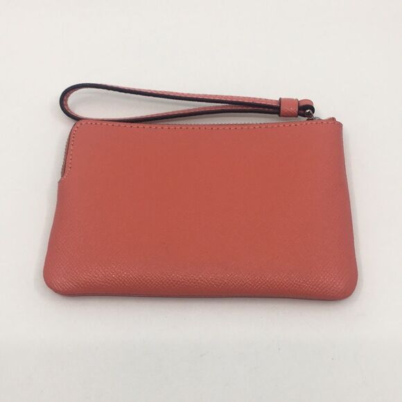 Coach Salmon Pebbled Leather Wristlet with silver tone hardware - Picture 5 of 16
